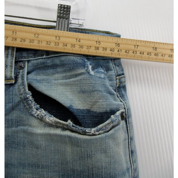 American Eagle Jeans 31X30 Straight Slim Ripped Raw Hem Ripped Grunge - Picture 3 of 9